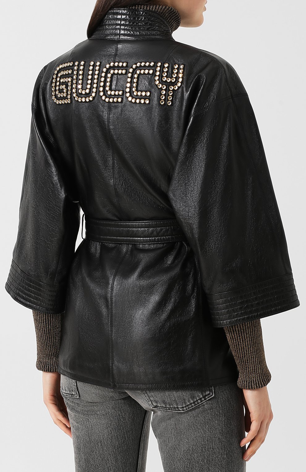 Кожаный жакет с поясом и логотипом бренда на спине GUCCI, арт. 526852/XG705, фото 4