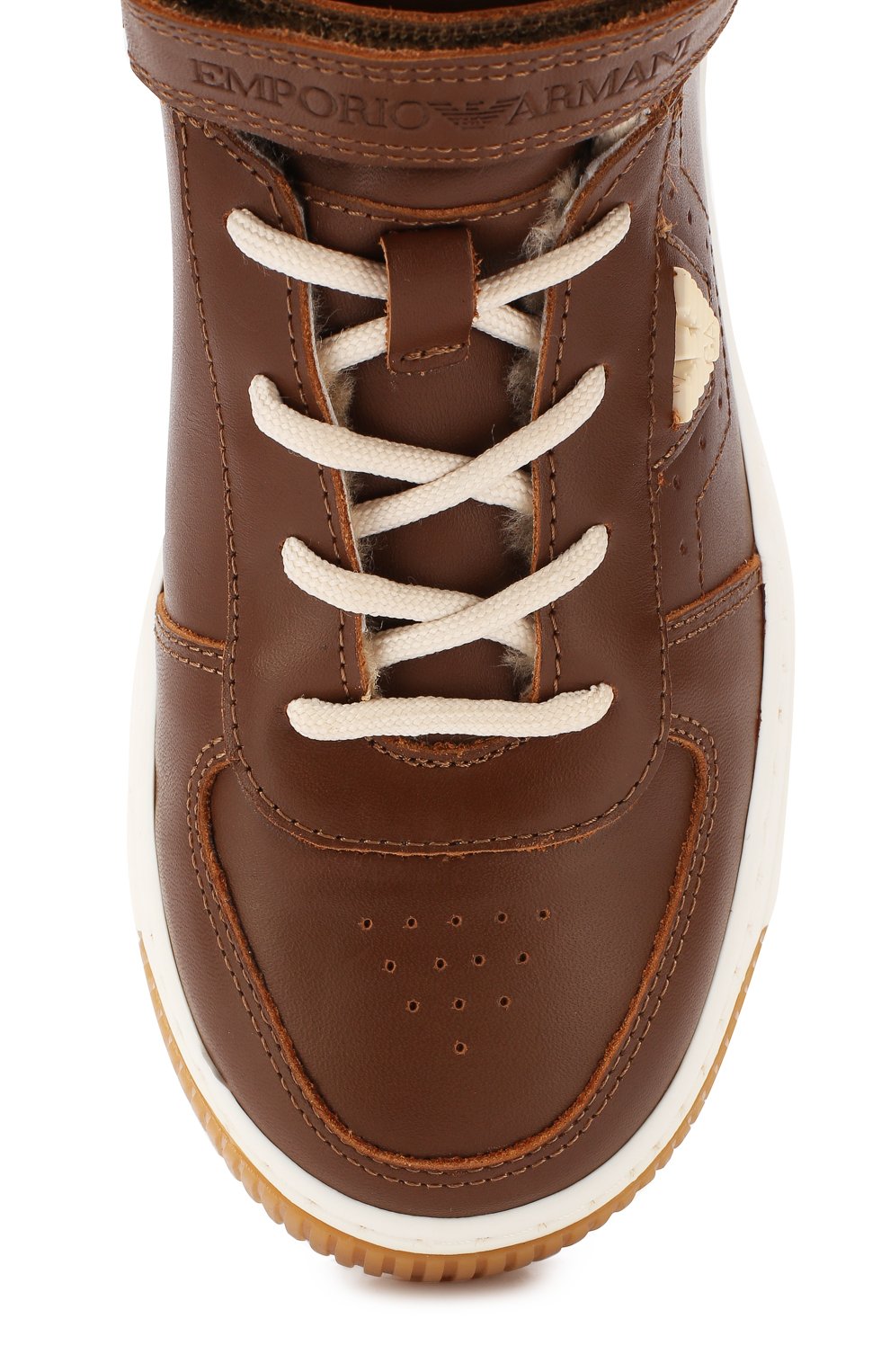 Кожаные кеды с меховой отделкой EMPORIO ARMANI, арт. XYZ001/X0R01/35-40, фото 4