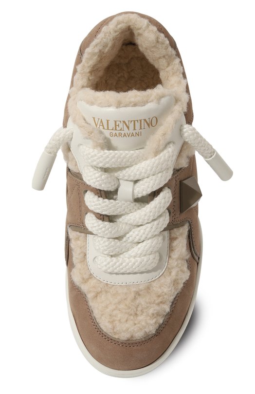 Кеды One Stud XL из нубука Valentino 5W2S0FQ4/WAA Бежевый  5W2S0FQ4/WAA Фото 6