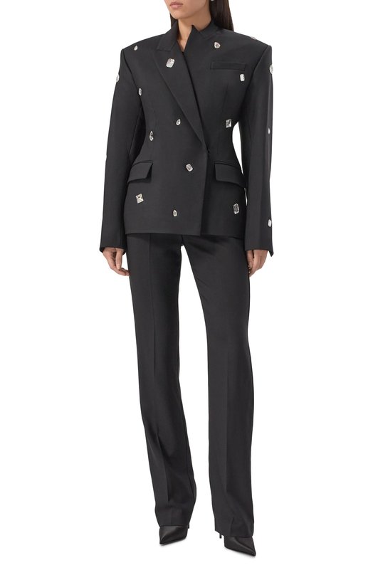 Шерстяные брюки David Koma PF25DK88TRA Чёрный  PF25DK88TRA Фото 2