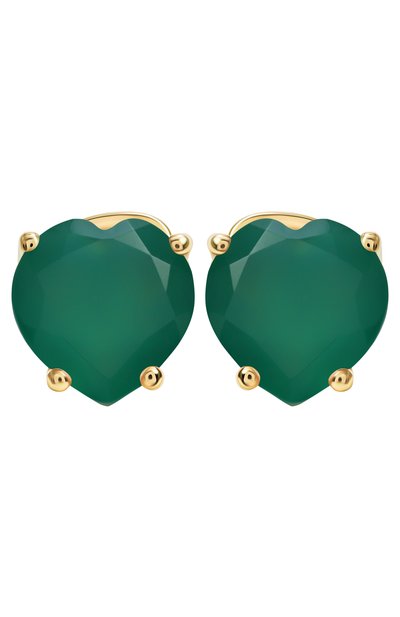 Женские серьги-пусеты с агатами cartoon hearts MOONKA, арт. HRT-925YG-ST-AGT-GR