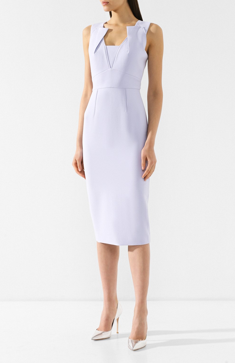 Приталенное платье-миди ROLAND MOURET голубого цвета по цене 117000 руб., арт. PS19/S0534/F2196, фото 3 Приталенное платье-миди ROLAND MOURET, арт. PS19/S0534/F2196, фото 3
