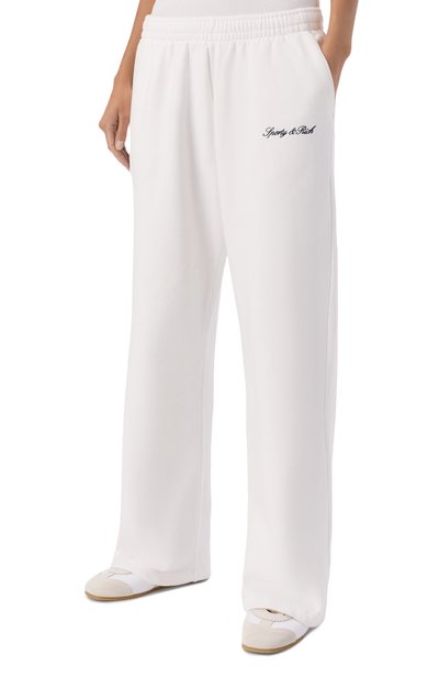 Хлопковые брюки SPORTY AND RICH белого цвета по цене 32200 руб., арт. PA071712326WH01, фото 3 Хлопковые брюки SPORTY AND RICH, арт. PA071712326WH01, фото 3