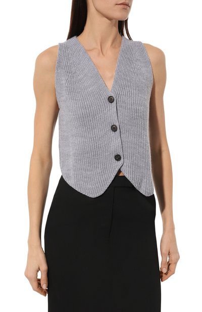 Жилет LESYANEBO серого цвета по цене 9600 руб., арт. ICONIC/KNIT008, фото 3 Жилет LESYANEBO, арт. ICONIC/KNIT008, фото 3
