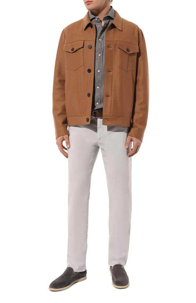 Мужские джинсы slim fit ZILLI светло-серого цвета, арт. J5T002M0462VZL000 | Фото 2 (Материал внешний: Хлопок, Деним; Длина (брюки, джинсы): Стандартные; Кросс-КТ: Деним; Силуэт М (брюки): Прямые; Стили: Повседневный; Автоматизация ТО: Проставлено; Автоматизация состава: Проставлено; Детали: Без декора)