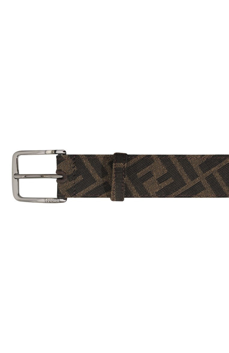 Мужской кожаный ремень FENDI темно-коричневого цвета, арт. 7C0497 ALWK | Фото 4 (Нос: Не проставлено; Материал: Натуральная кожа; Случай: Повседневный)