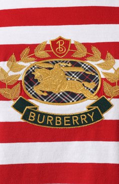 Женская хлопковая футболка BURBERRY красного цвета, арт. 8004752 | Фото 5 (Длина (для топов): Стандартные; Рукава: Короткие; Материал внешний: Хлопок; Статус проверки: Проверена категория; Женское Кросс-КТ: Футболка-одежда; Принт: С принтом; Драгоценные камни: Проставлено; Материал внутренний: Не назначено; Материал сплава: Проставлено)