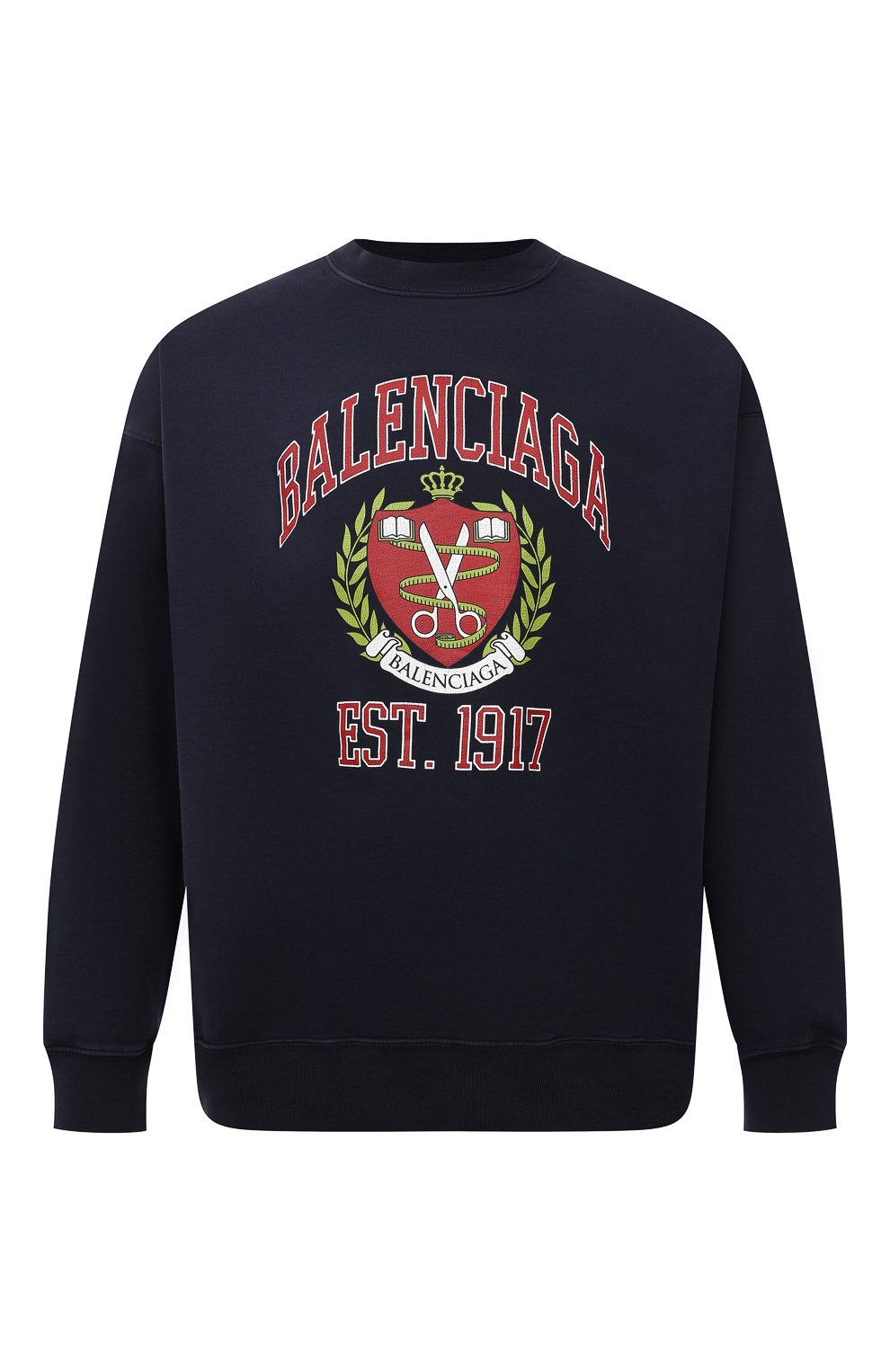 Хлопковый свитшот BALENCIAGA синего цвета по цене 111000 руб., арт. 676629/TLV90, фото 1 Хлопковый свитшот BALENCIAGA, арт. 676629/TLV90, фото 1