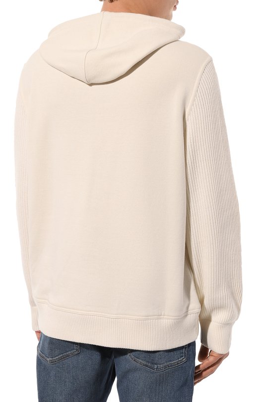Хлопковое худи Brunello Cucinelli MTU23B2215 Кремовый  MTU23B2215 Фото 4