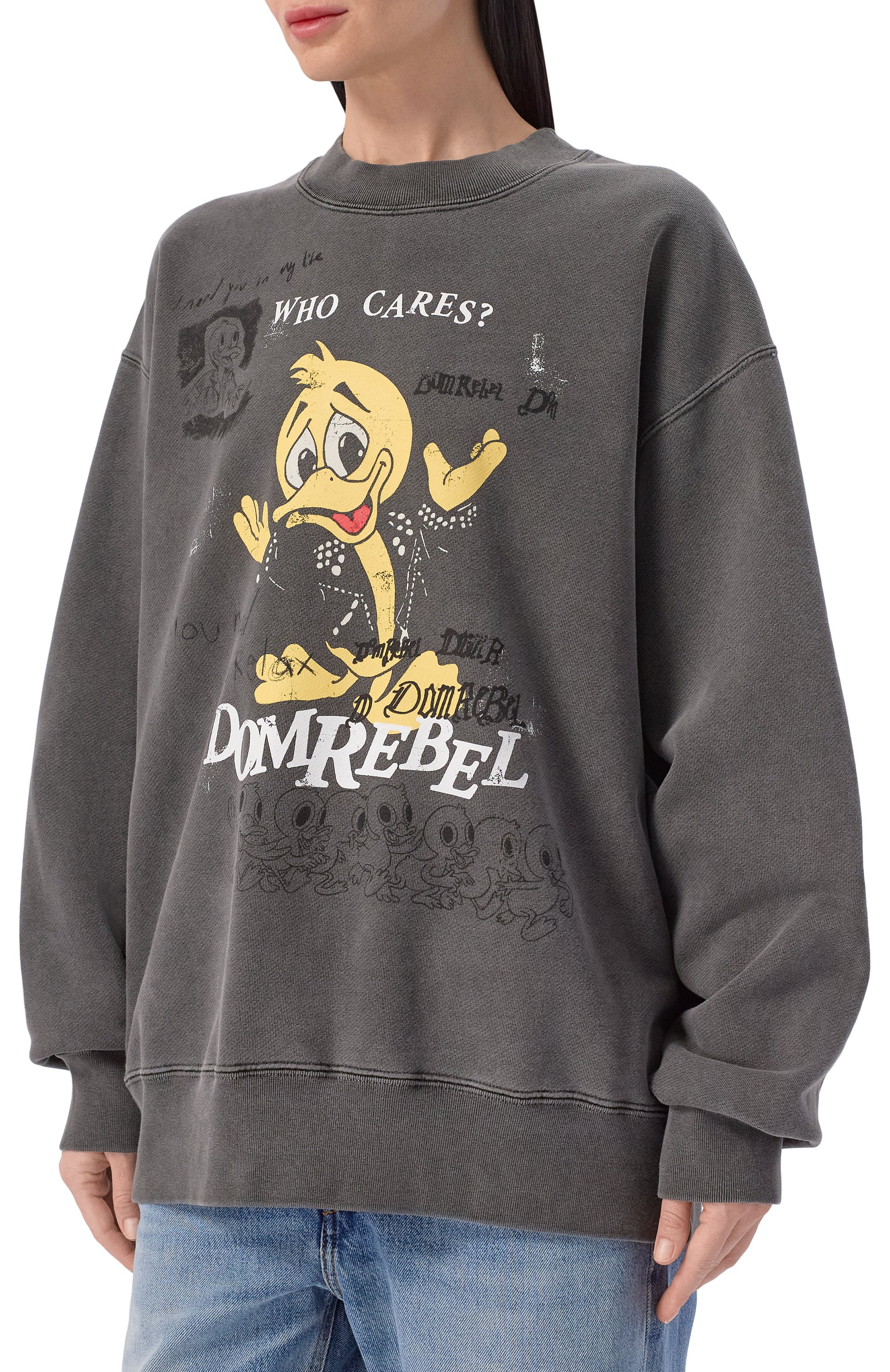 Хлопковый свитшот DOMREBEL серого цвета по цене 39900 руб., арт. WH0 CARES/SWEATSHIRT, фото 3 Хлопковый свитшот DOMREBEL, арт. WH0 CARES/SWEATSHIRT, фото 3