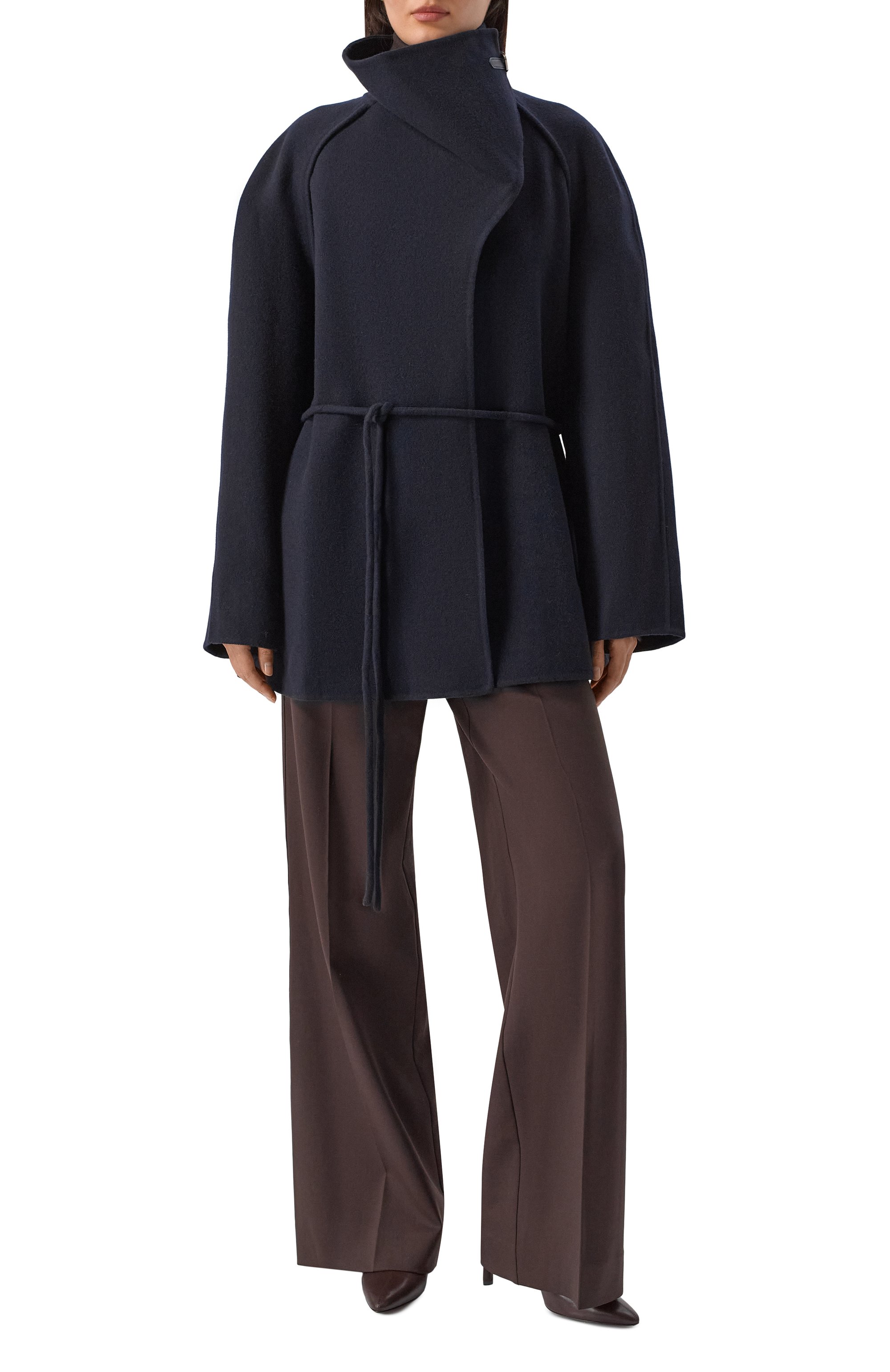 Шерстяное полупальто LE17SEPTEMBRE темно-синего цвета по цене 96650 руб., арт. LS2579CT003ENA, фото 3 Шерстяное полупальто LE17SEPTEMBRE, арт. LS2579CT003ENA, фото 3