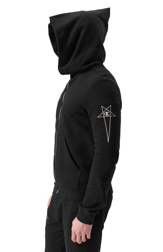 Хлопковая толстовка Rick Owens x Champion Rick Owens CM01E1665/CHFE Чёрный  CM01E1665/CHFE Фото 8