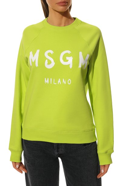 Хлопковый свитшот MSGM салатового цвета по цене 16950 руб., арт. 3241MDM513 227299, фото 3 Хлопковый свитшот MSGM, арт. 3241MDM513 227299, фото 3