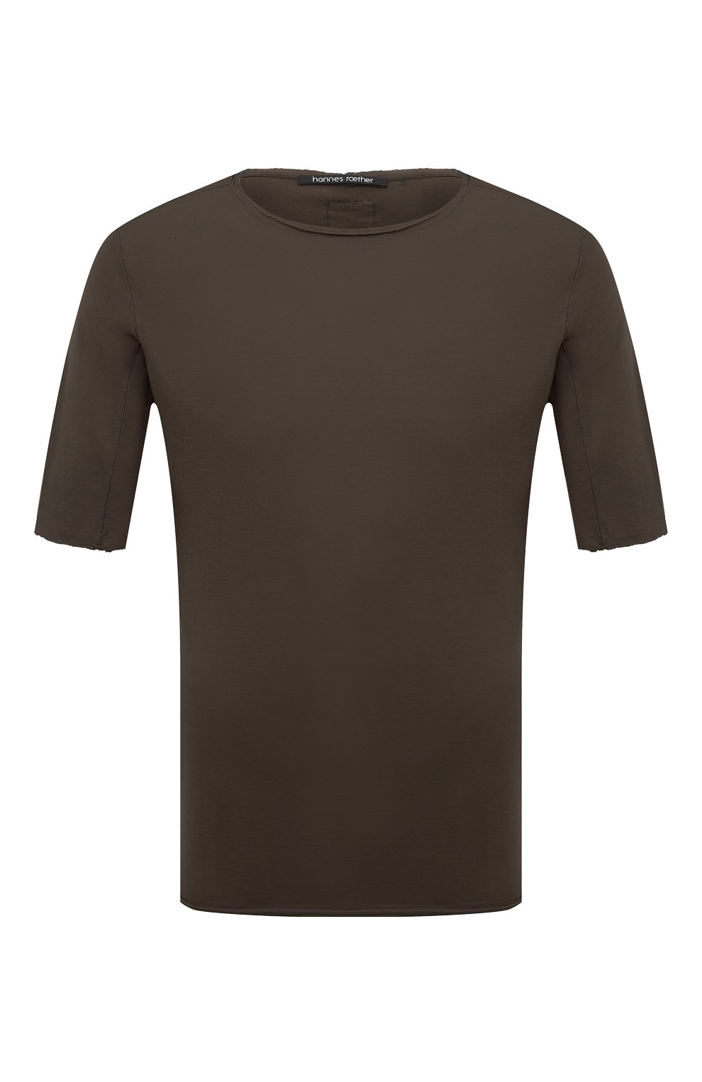 Хлопковая футболка HANNES ROETHER хаки цвета по цене 14900 руб., арт. 110892/FA36C0N.215.213, фото 1 Хлопковая футболка HANNES ROETHER, арт. 110892/FA36C0N.215.213, фото 1