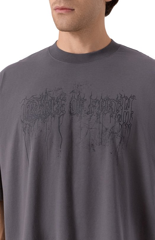 Хлопковая футболка VETEMENTS UCF76TR400M Серый  UCF76TR400M Фото 5