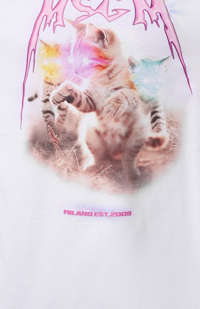 Хлопковая футболка MSGM белого цвета по цене 22100 руб., арт. 3641MDM127/247002, фото 5 Хлопковая футболка MSGM, арт. 3641MDM127/247002, фото 5