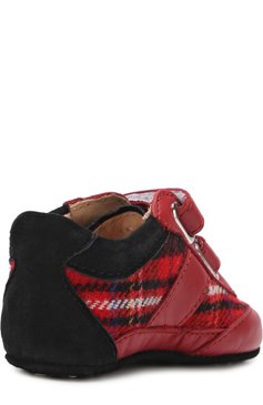 Кожаные пинетки с застежками велькро и текстильной отделкой TOD’S, арт. UXB00G0B010I010ZVS, фото 3