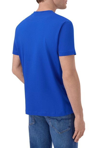 Хлопковая футболка DIRK BIKKEMBERGS синего цвета по цене 7685 руб., арт. BMT1693, фото 4 Хлопковая футболка DIRK BIKKEMBERGS, арт. BMT1693, фото 4