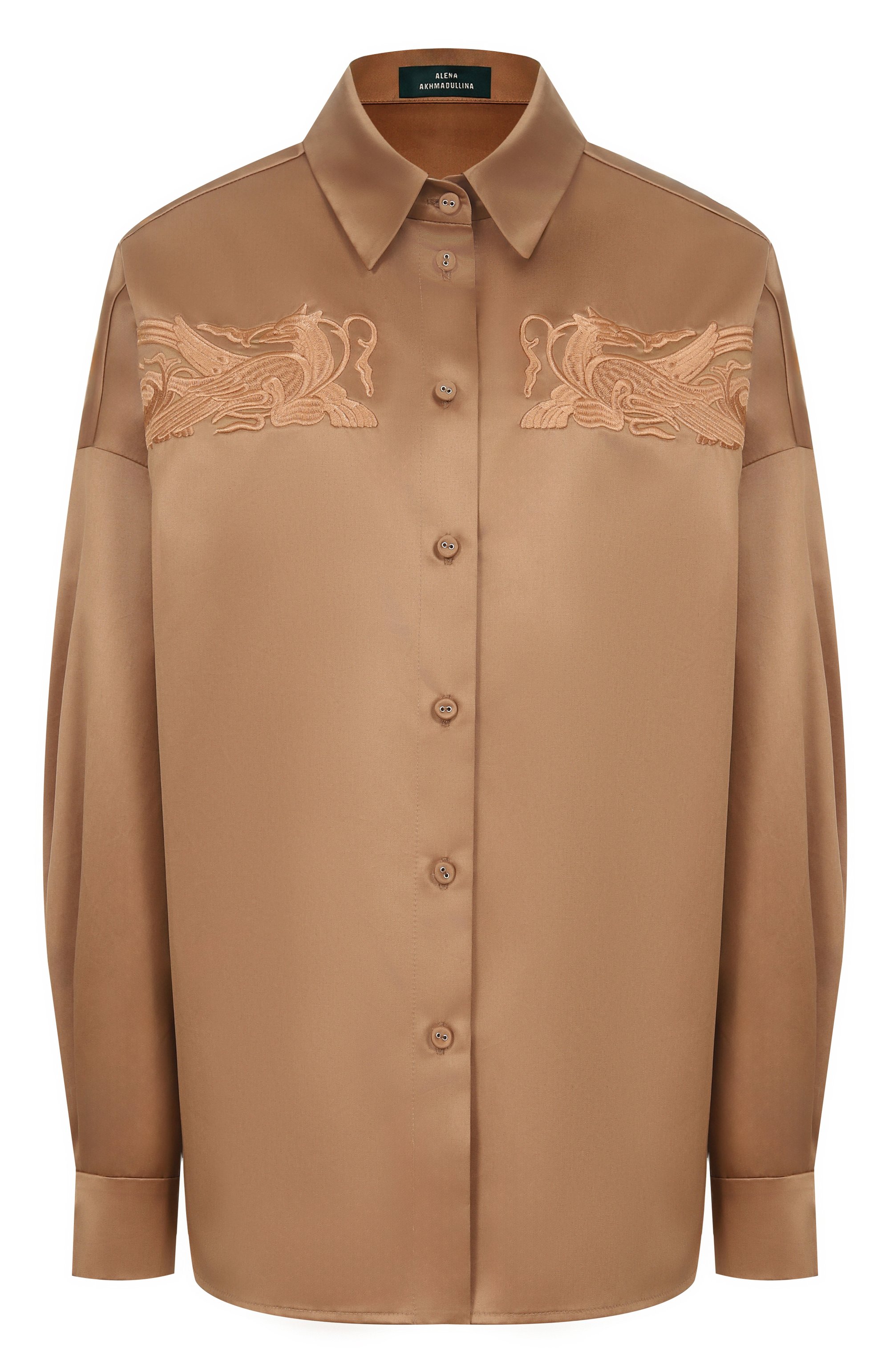 Хлопковая рубашка AKHMADULLINA коричневого цвета по цене 129900 руб., арт. 1125.2BL325/C612, фото 1 Хлопковая рубашка AKHMADULLINA, арт. 1125.2BL325/C612, фото 1