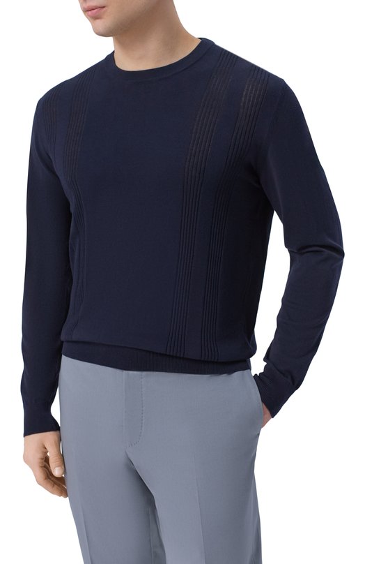 Хлопковый джемпер Corneliani 27M58A/2725109 Синий  27M58A/2725109 Фото 3
