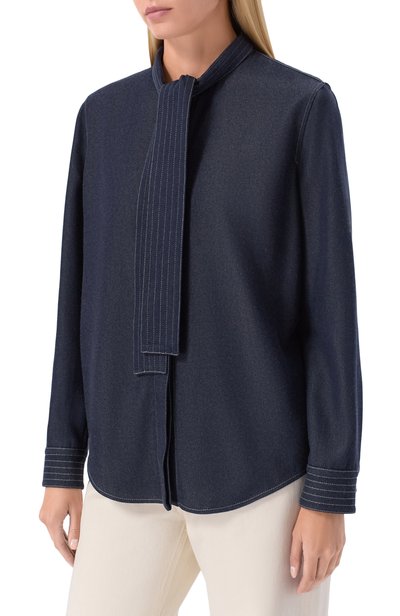 Джинсовая рубашка GIORGIO ARMANI темно-синего цвета по цене 199500 руб., арт. GW004027/TE23092, фото 3 Джинсовая рубашка GIORGIO ARMANI, арт. GW004027/TE23092, фото 3