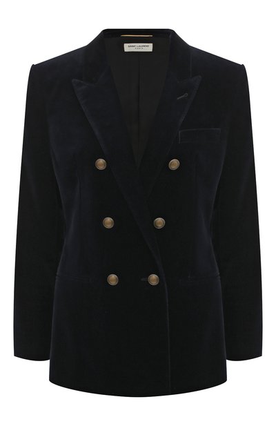 Бархатный жакет SAINT LAURENT темно-синего цвета по цене 299500 руб., арт. 564154/Y615W, фото 1 Бархатный жакет SAINT LAURENT, арт. 564154/Y615W, фото 1