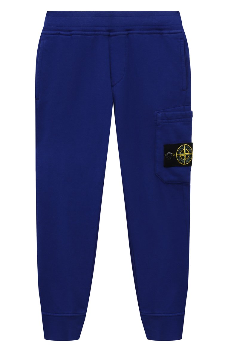 Детские хлопковые джоггеры STONE ISLAND синего цвета, арт. 801661540/3-4 | Фото 1 (Материал внешний: Хлопок; Нос: Не проставлено; Мальчики Кросс-КТ: Джоггеры-одежда; Ростовка одежда: 3 года | 98 см, 4 года | 104 см)