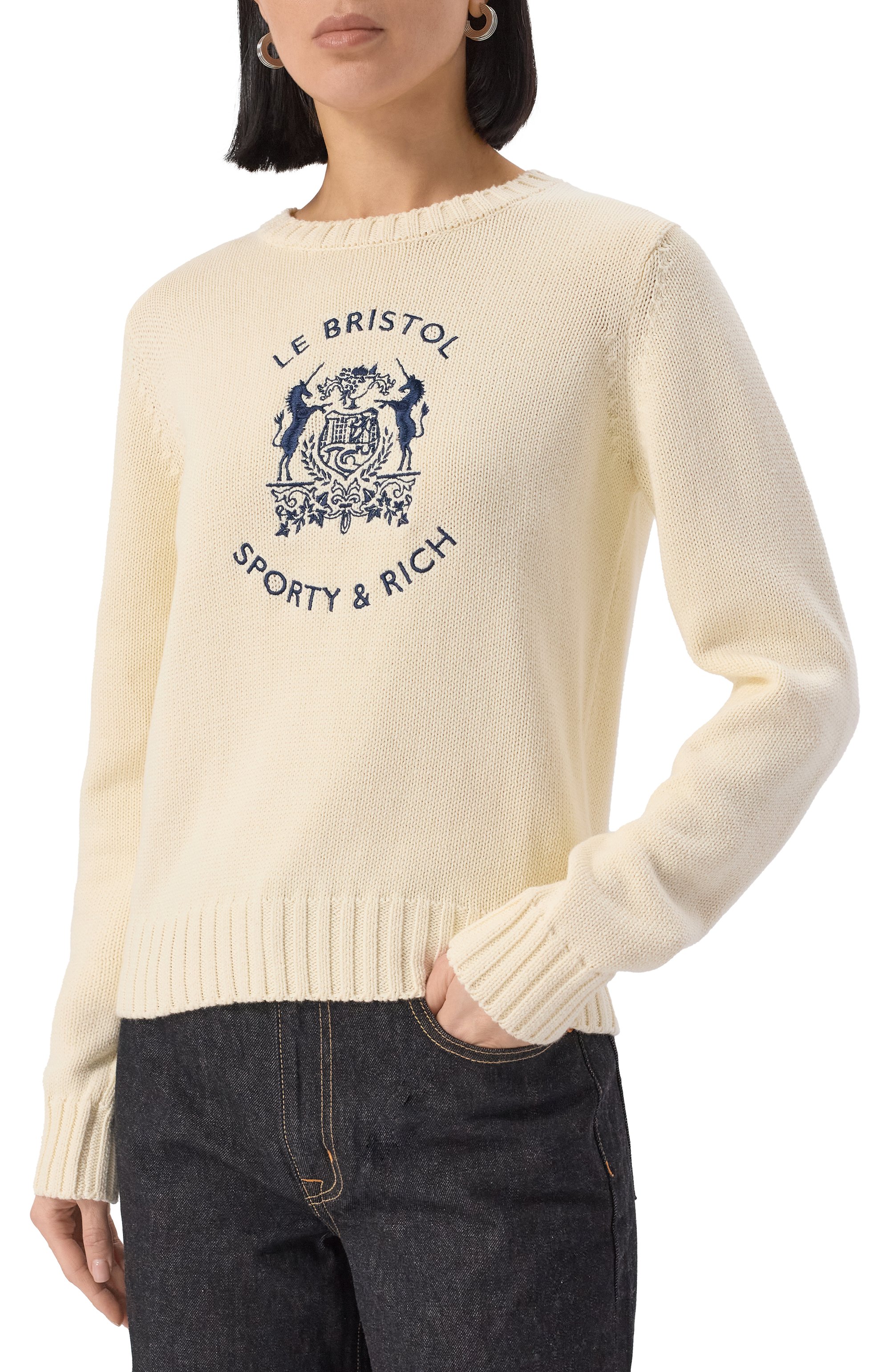 Хлопковый пуловер sporty & rich x le bristol paris SPORTY AND RICH, арт. WS065517621CR01, фото 3