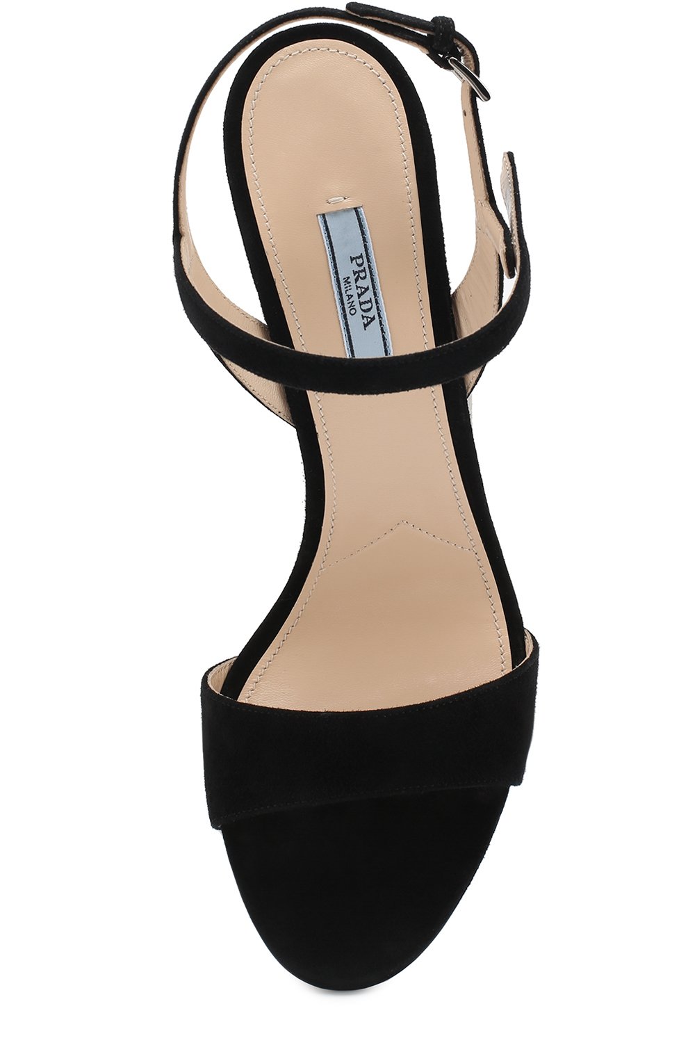 Замшевые босоножки на шпильке PRADA черного цвета по цене 68000 руб., арт. 1X822I-8-F0002-D100, фото 5 Замшевые босоножки на шпильке PRADA, арт. 1X822I-8-F0002-D100, фото 5