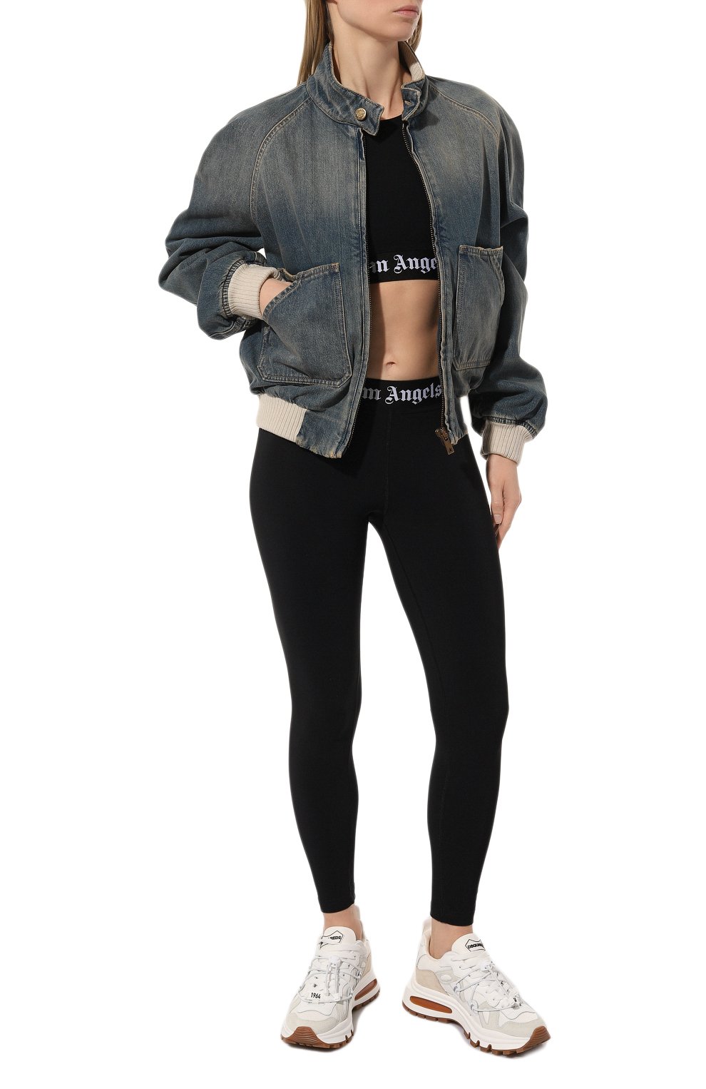 Легинсы PALM ANGELS черного цвета по цене 32100 руб., арт. PWVG016S24FAB001, фото 2 Легинсы PALM ANGELS, арт. PWVG016S24FAB001, фото 2