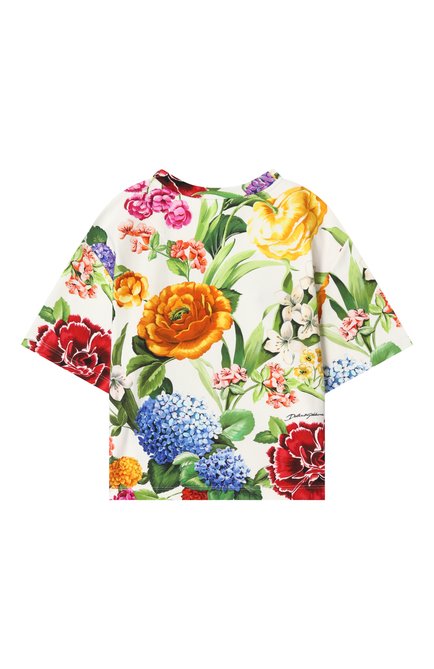 Детская хлопковая футболка DOLCE & GABBANA разноцветного цвета, арт. L5JTND/FSG9W/8-14 | Фото 2 (Рукава: Короткие; Материал сплава: Проставлено; Драгоценные камни: Проставлено)