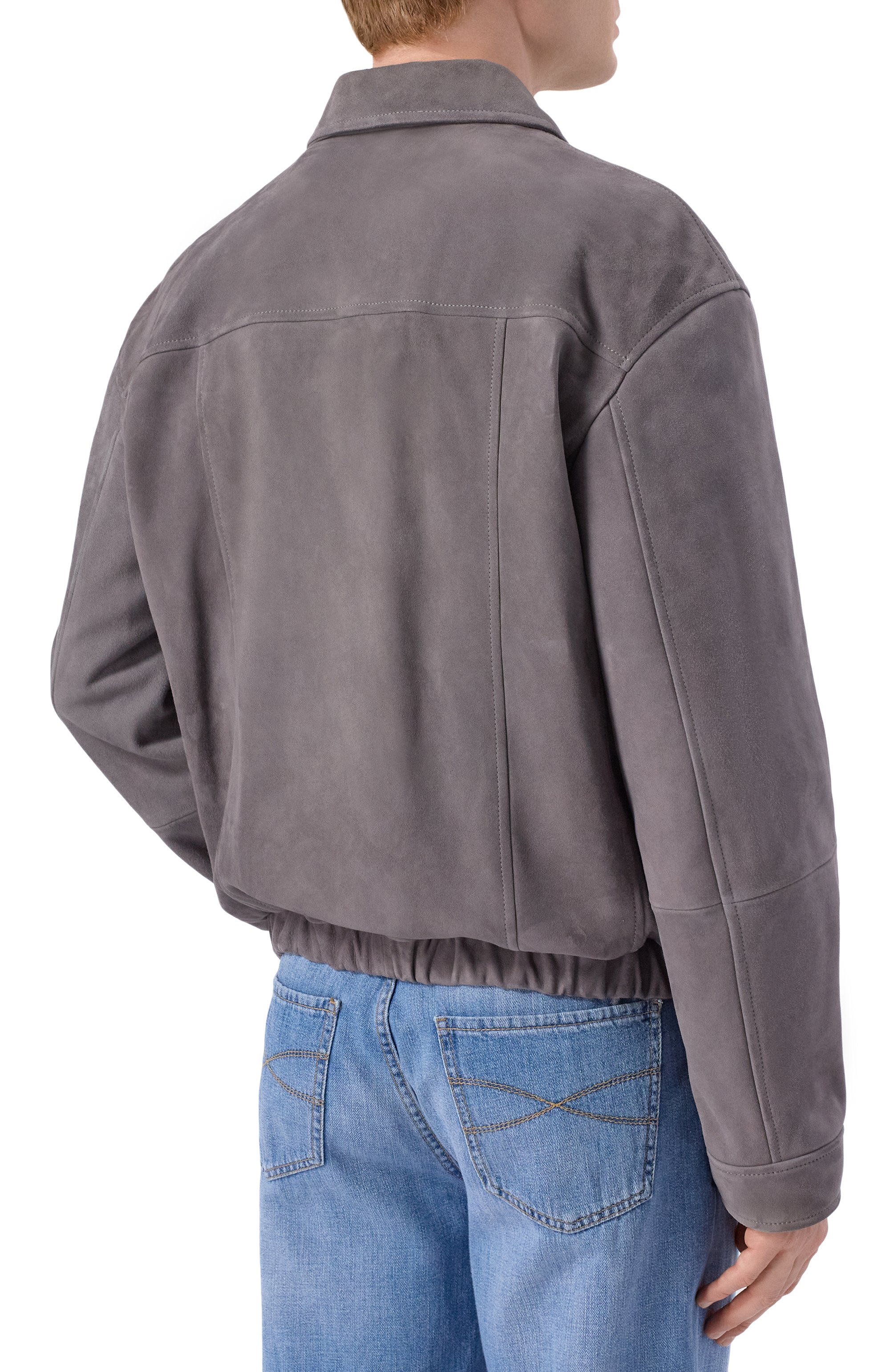 Замшевый бомбер BRUNELLO CUCINELLI серого цвета по цене 779000 руб., арт. MPCA02071, фото 4 Замшевый бомбер BRUNELLO CUCINELLI, арт. MPCA02071, фото 4