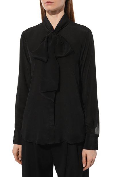 Шелковая блузка GOOROO черного цвета по цене 39690 руб., арт. BL004-2000-900-FW24, фото 3 Шелковая блузка GOOROO, арт. BL004-2000-900-FW24, фото 3