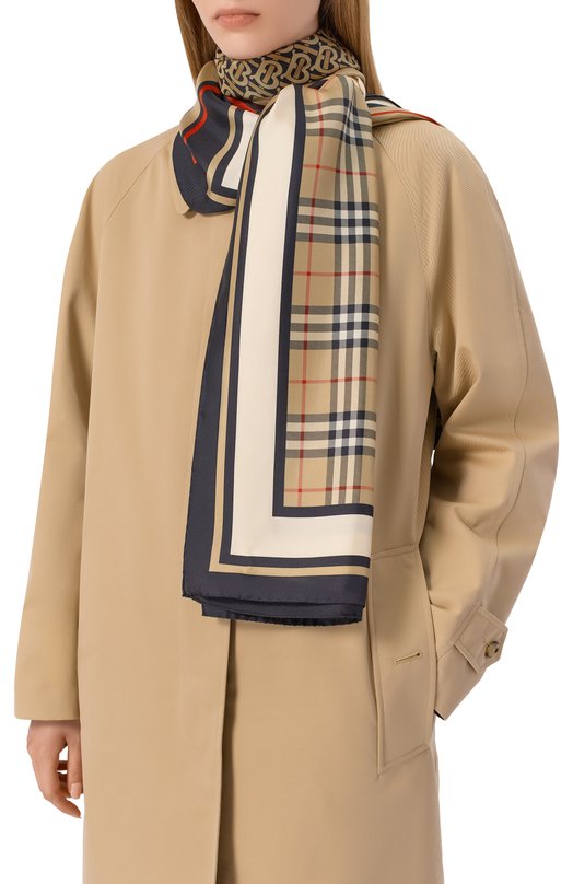 Шелковый шарф Burberry 8011951 Бежевый  8011951 Фото 2