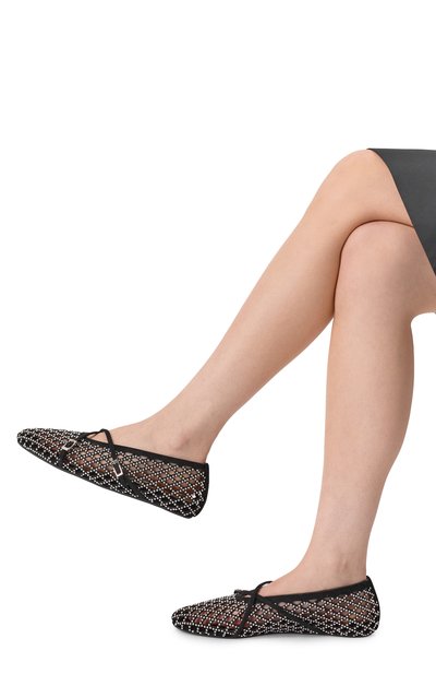 Замшевые балетки sparkle mesh MACH & MACH, арт. PF25-S1037-10-SUE-BLK, фото 2