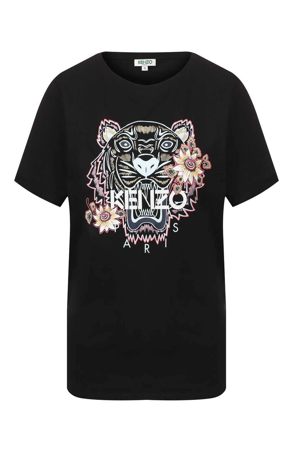 Хлопковая футболка KENZO черного цвета по цене 12100 руб., арт. F962TS8124Y0, фото 1 Хлопковая футболка KENZO, арт. F962TS8124Y0, фото 1