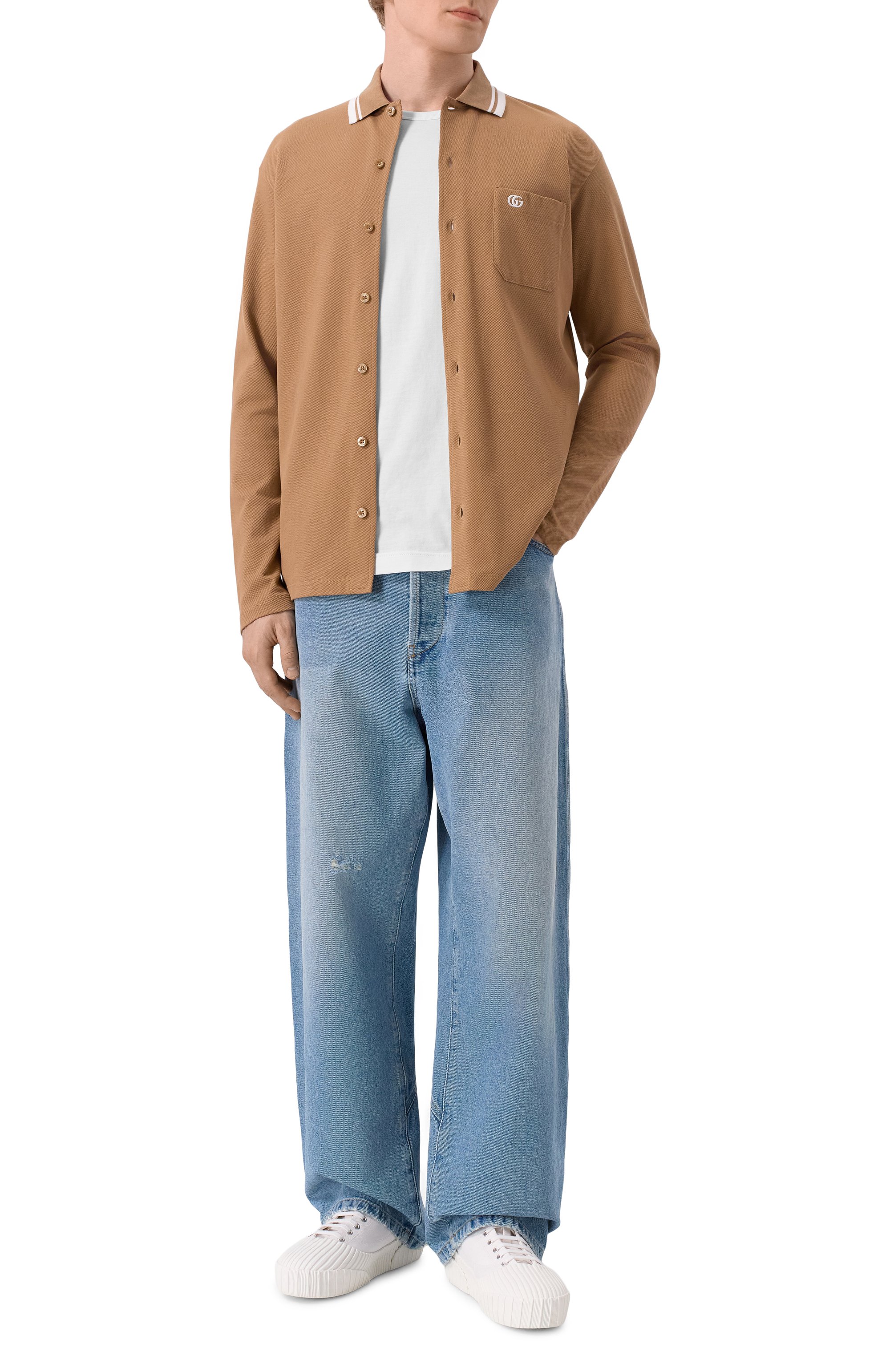 Хлопковая рубашка GUCCI бежевого цвета по цене 117000 руб., арт. 815513/XJG16, фото 2 Хлопковая рубашка GUCCI, арт. 815513/XJG16, фото 2