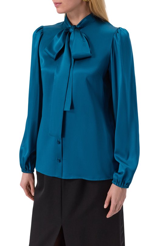 Атласная блузка Dolce & Gabbana F5Q44T/FU1UU Синий  F5Q44T/FU1UU Фото 3