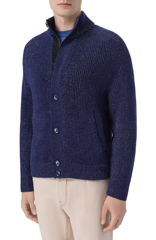 Кардиган из хлопка и шерсти Brioni UMIF0L/PDK11 Синий  UMIF0L/PDK11 Фото 3