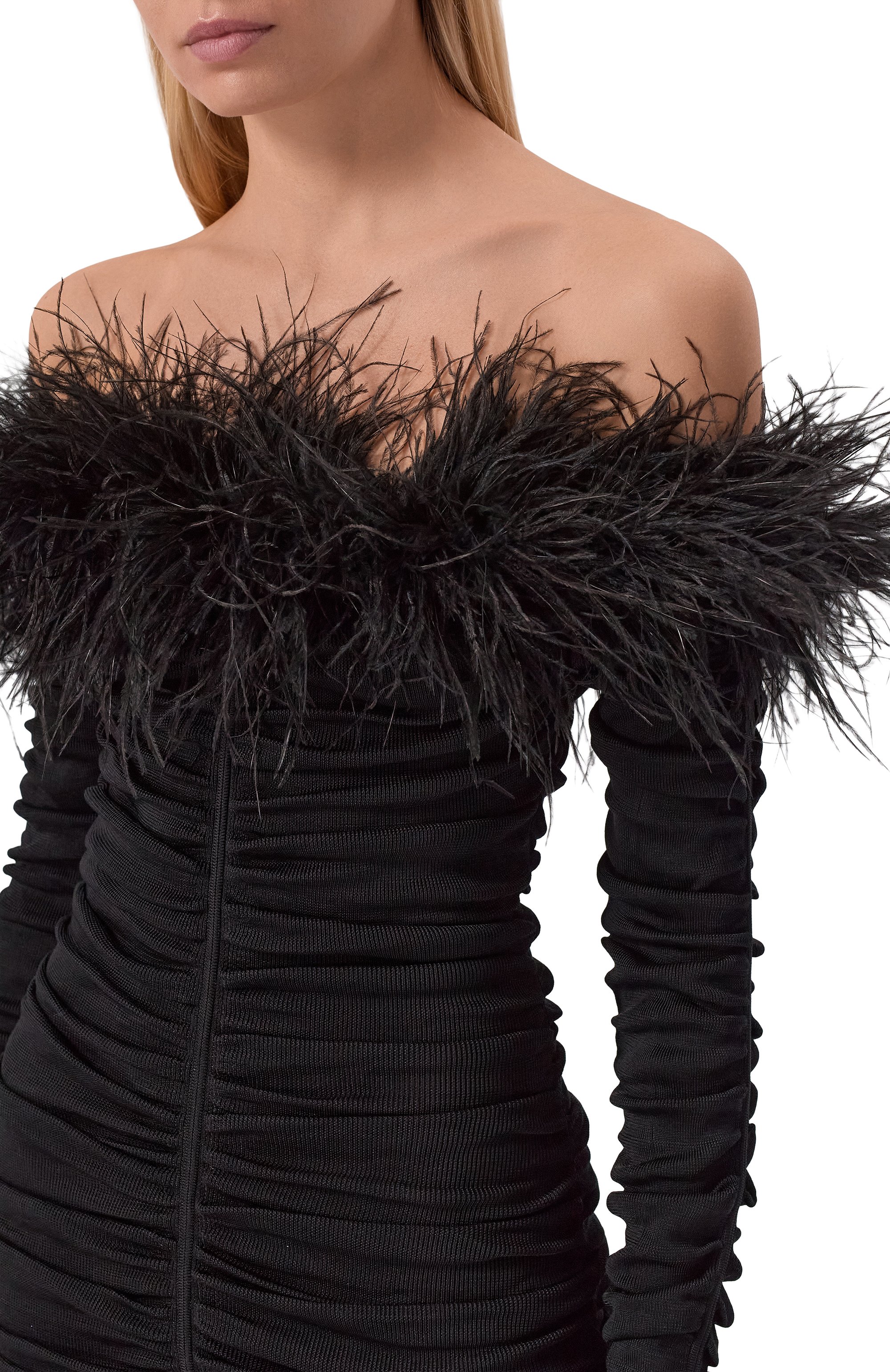 Платье с отделкой перьями SELF-PORTRAIT, арт. RS26011SB, фото 4