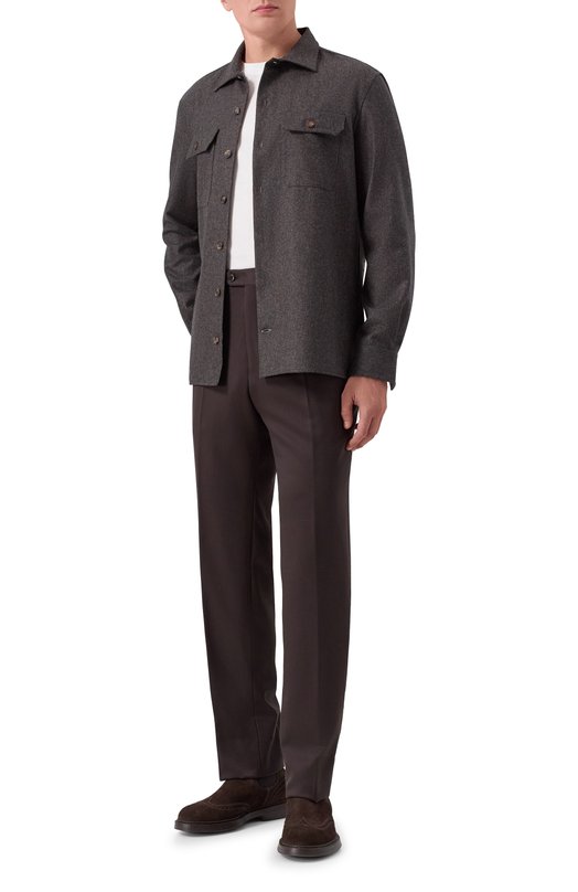 Шерстяная рубашка Brunello Cucinelli M038P0720 Коричневый  M038P0720 Фото 2