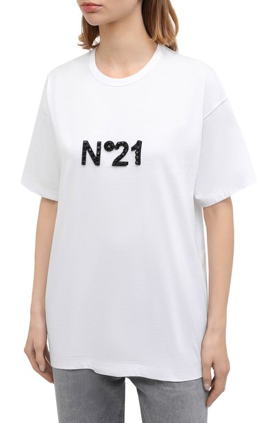 Хлопковая футболка N21 белого цвета по цене 29100 руб., арт. 20I N2M0/F061/6314, фото 3 Хлопковая футболка N21, арт. 20I N2M0/F061/6314, фото 3