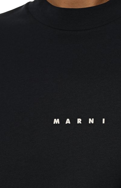Хлопковая футболка MARNI темно-синего цвета по цене 35150 руб., арт. THJE0263P1/USCS87, фото 5 Хлопковая футболка MARNI, арт. THJE0263P1/USCS87, фото 5