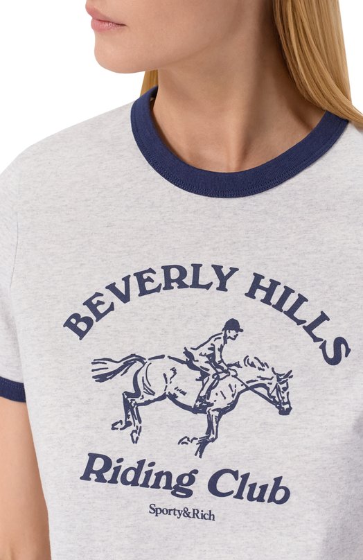 Хлопковая футболка Sporty and Rich T007364255GY18 Серый  T007364255GY18 Фото 5