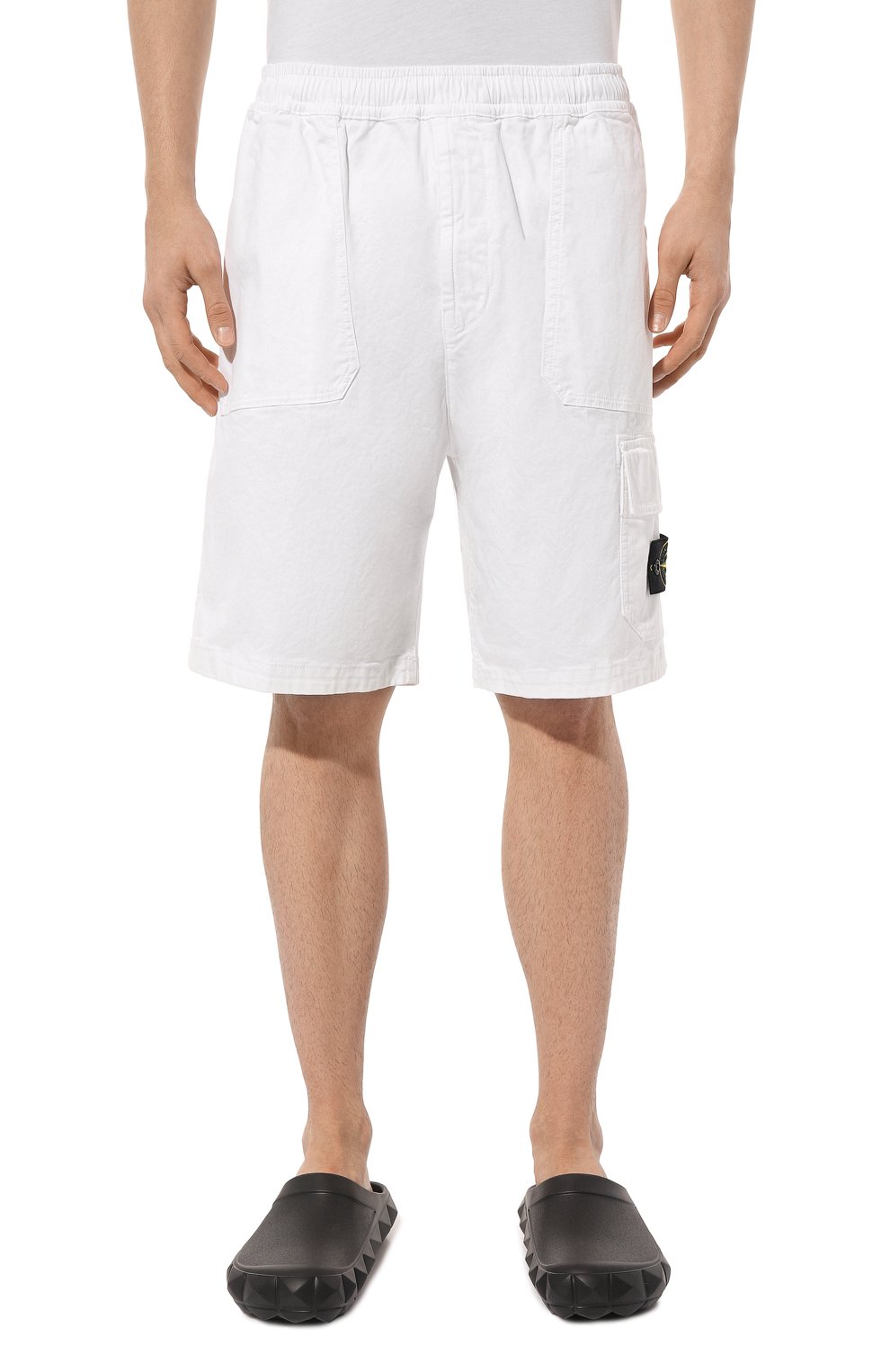 Хлопковые шорты STONE ISLAND белого цвета по цене 27900 руб., арт. 7815L0904, фото 3 Хлопковые шорты STONE ISLAND, арт. 7815L0904, фото 3
