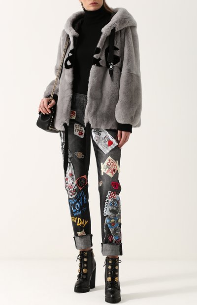 Шуба из меха кролика с капюшоном и логотипом бренда DOLCE & GABBANA, арт. F9B09F/FUPLS, фото 2