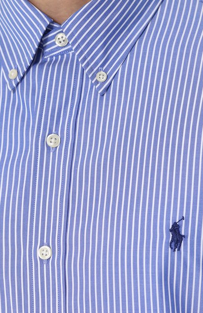 Хлопковая рубашка в полоску с воротником button down POLO RALPH LAUREN, арт. 710710556, фото 5