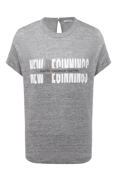 Женская футболка из льна и шелка BRUNELLO CUCINELLI, арт. MH985BS220