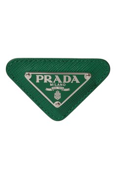Мужская кожаный значок PRADA зеленого цвета, арт. 2IS061-QHH-F0458 | Фото 1 (Материал: Натуральная кожа; Материал сплава: Проставлено; Нос: Не проставлено)