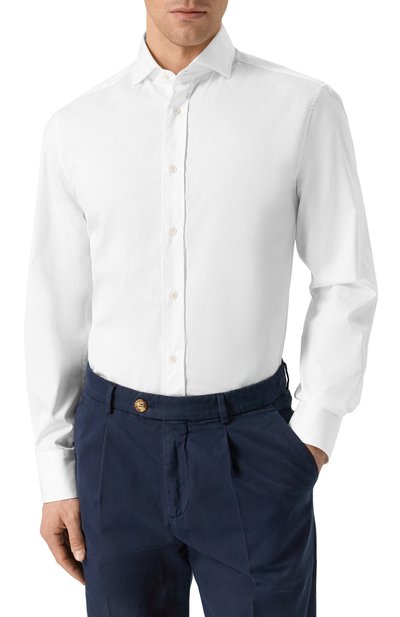 Хлопковая сорочка BRUNELLO CUCINELLI белого цвета по цене 68500 руб., арт. MBUC41718, фото 3 Хлопковая сорочка BRUNELLO CUCINELLI, арт. MBUC41718, фото 3